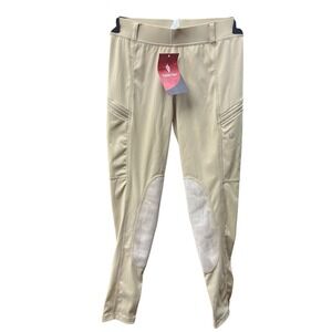 NEW‎ SANTINY Women's Medium Equestrian Breeches Zipper Pockets Riding Leggings